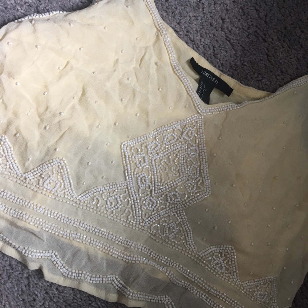 Yellow beaded tank top
